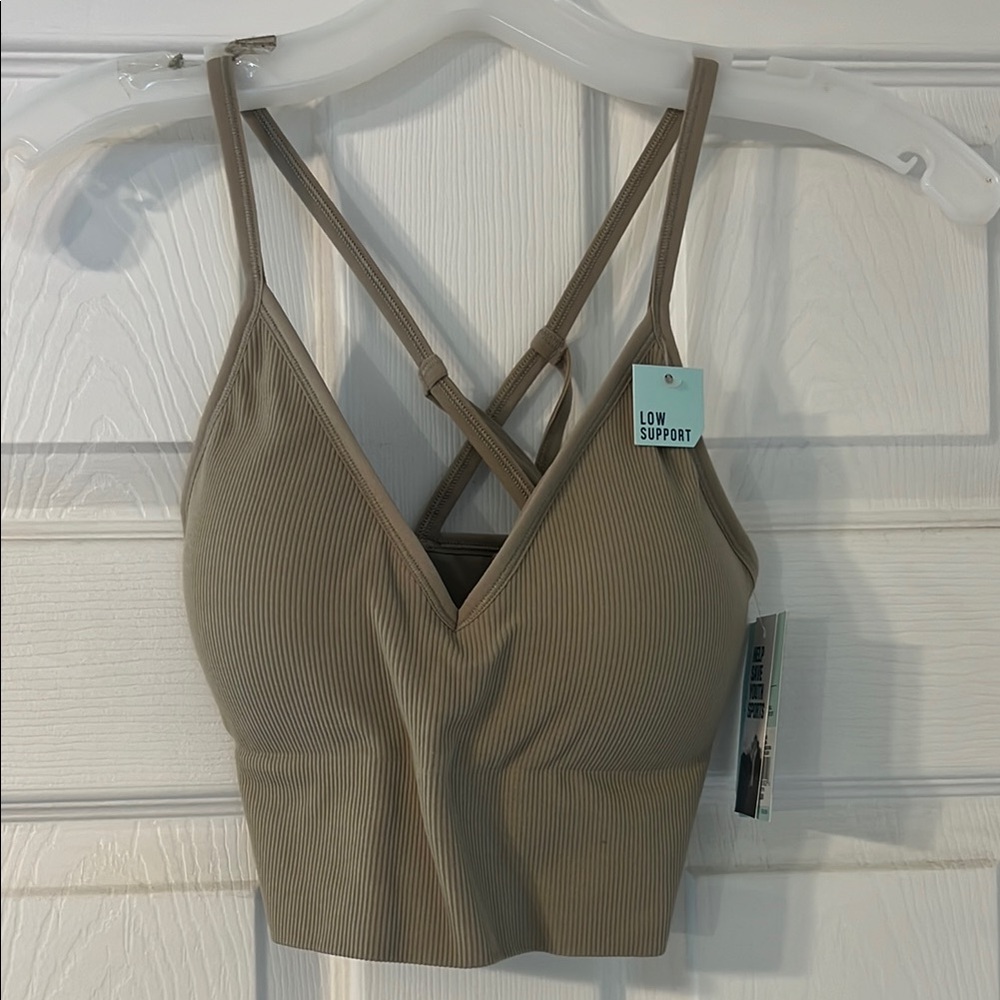 Women's Low Support Ribbed Bralette - Tan